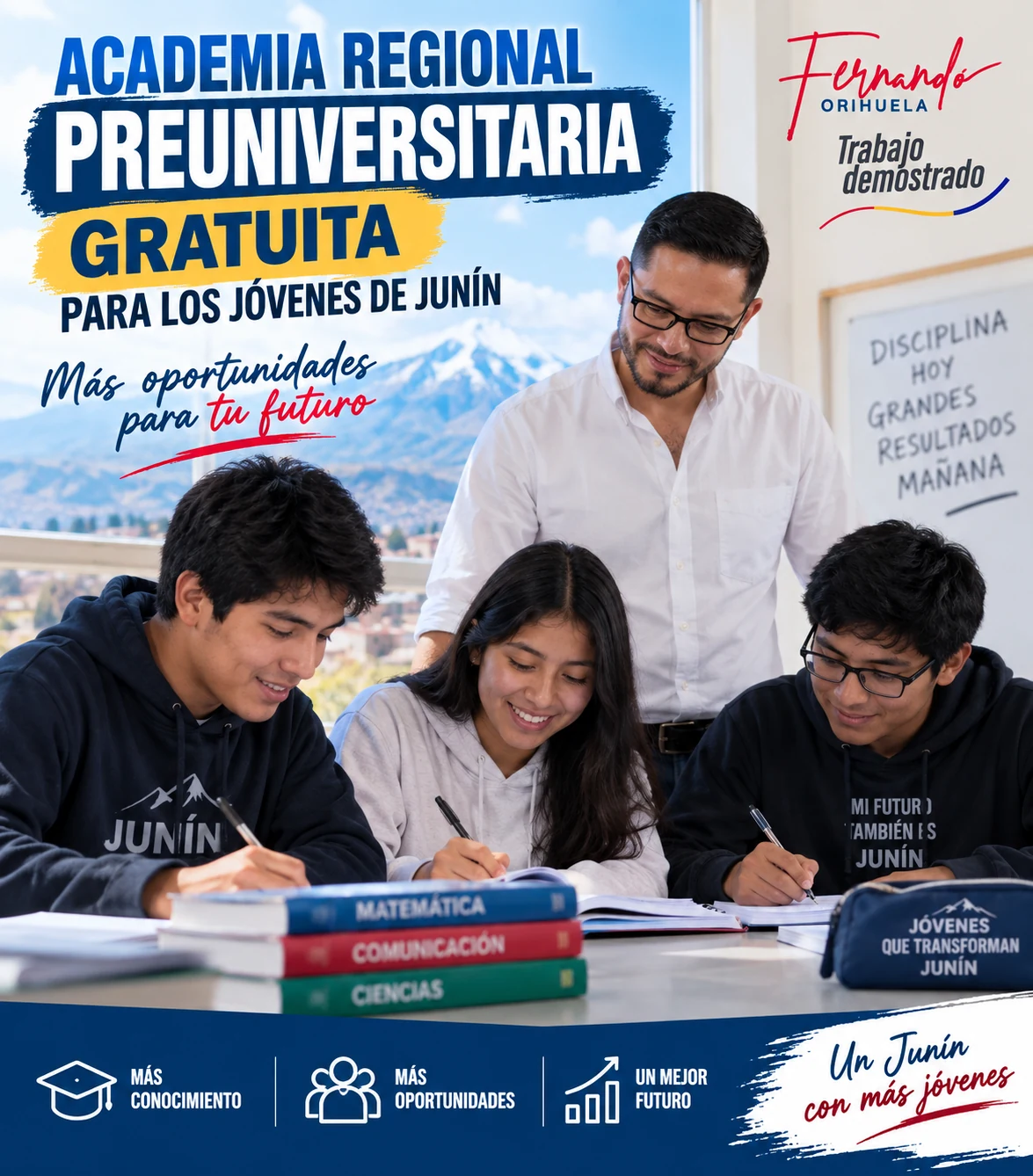 Academia Regional Preuniversitaria gratuita para jóvenes de Junín