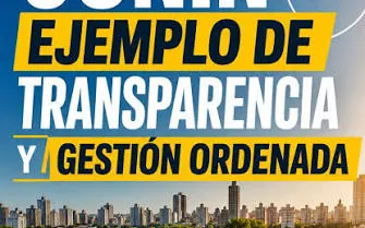 Gráfico "Junín, ejemplo de transparencia y gestión ordenada" con el eje Transparencia del borrador programático